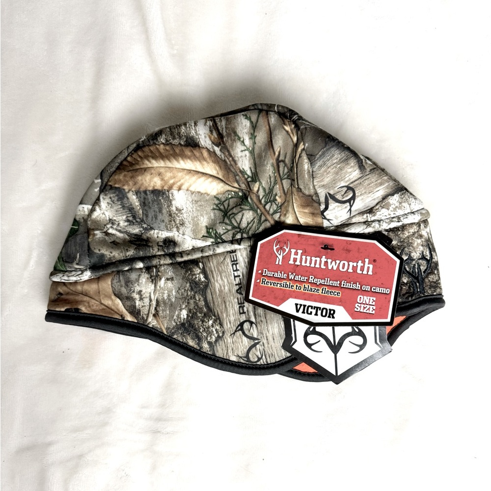 Huntworth Realtree Xtra Camo Men's Reversible Blaze Fleece Beanie Cap OS NWT
